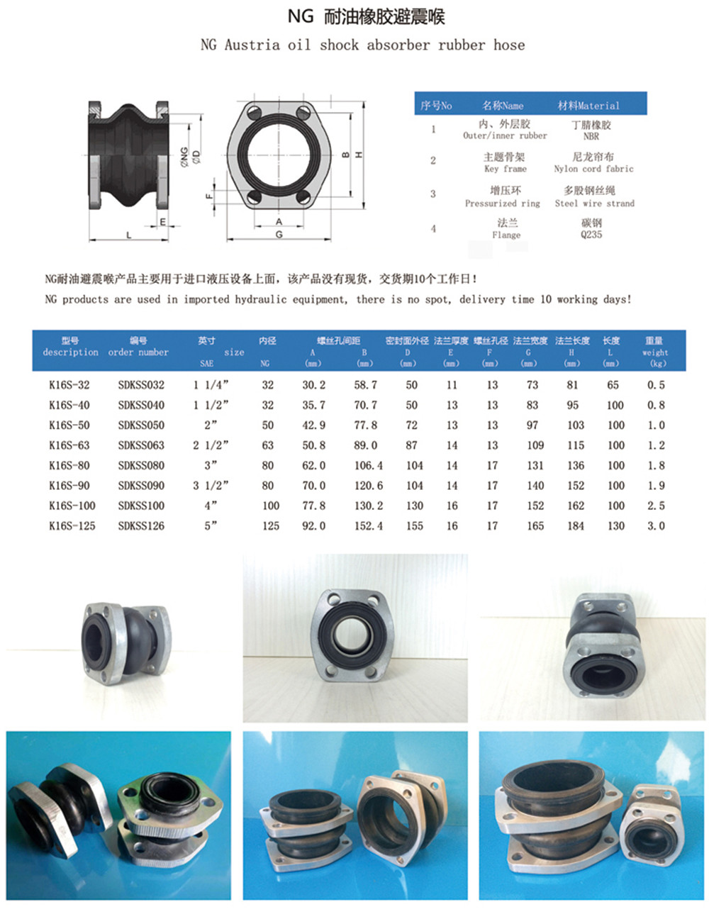 NG菱形法蘭橡膠接頭參數(shù)表 NG菱形法蘭橡膠接頭參數(shù)表